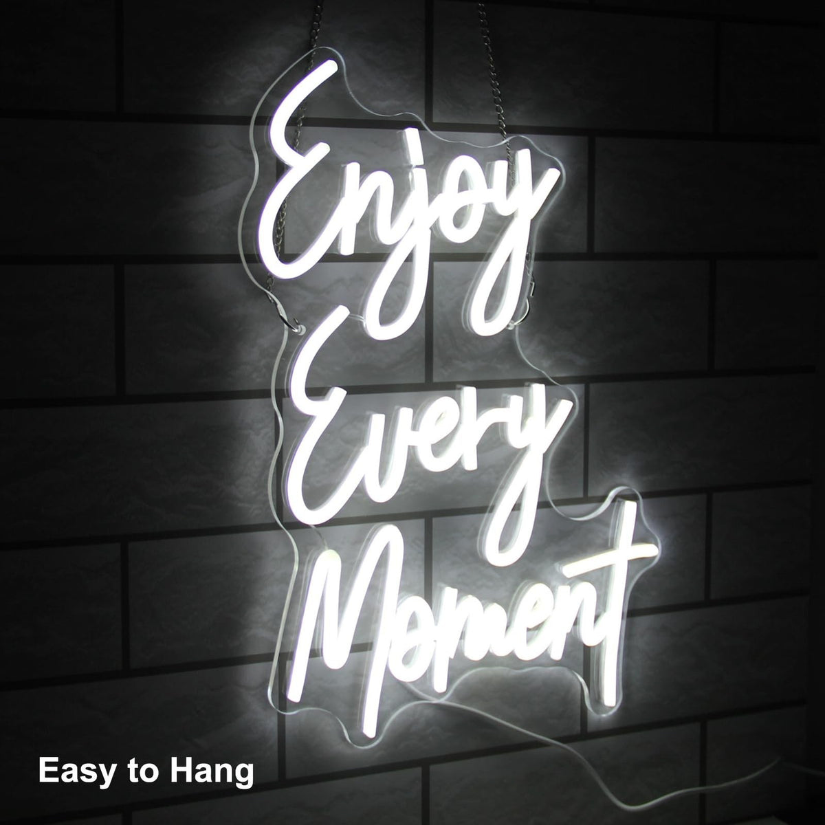 White LED Neon Wall Sign - Enjoy Every Moment Quote for Bedroom Bar Restaurant