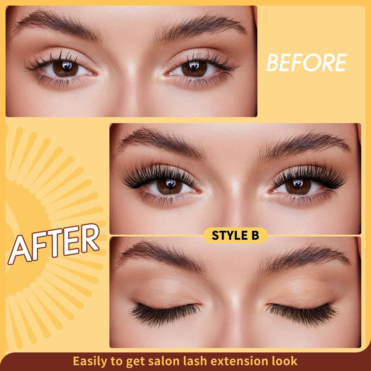 Magnetic Eyelashes Kit Reusable 2 Pairs No Glue Natural Look Easy to Apply