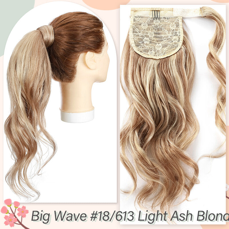 Remy Human Hair Ponytail Extensions Wrap Around Clip-In Hairpiece