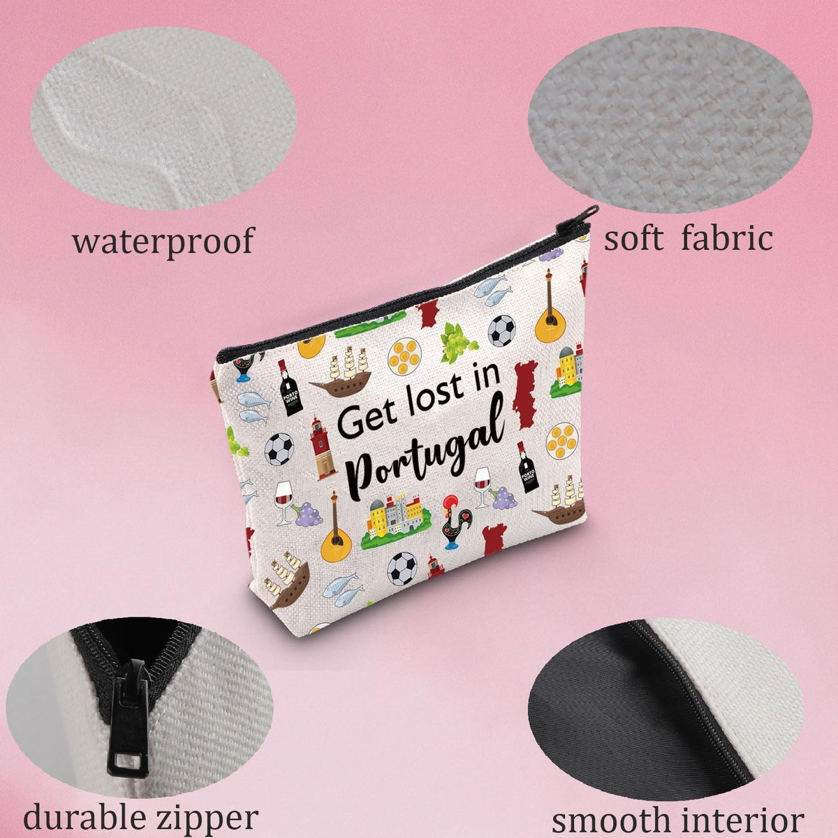 Travel Makeup Bag with Water-Resistant Canvas, Portable Organizer for Cosmetics & Accessories