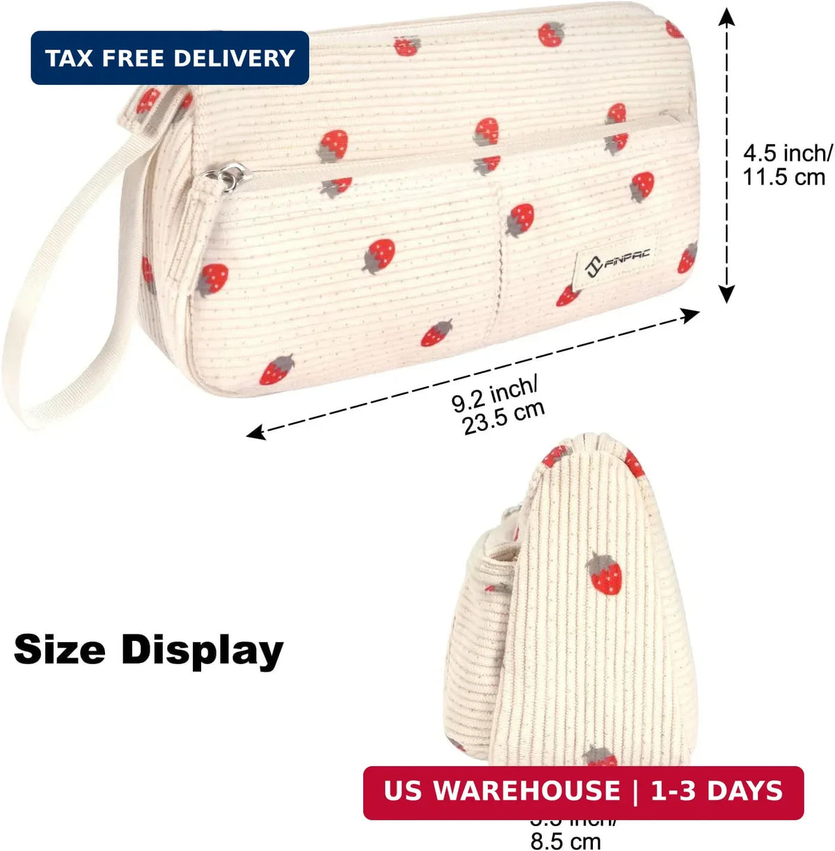Corduroy Triangle Makeup & Pen Storage Bag - Portable Organizer