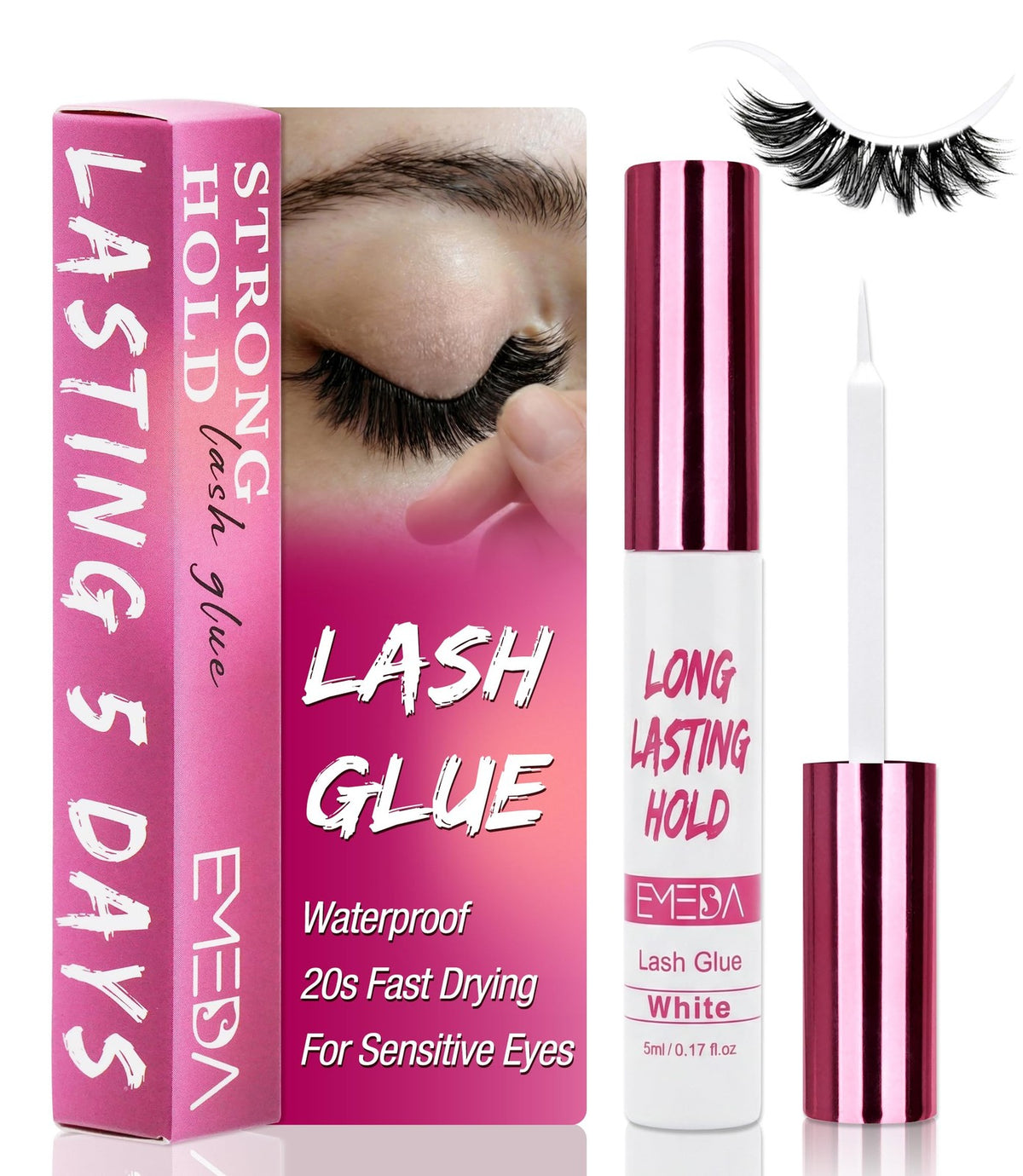 Strong Hold Waterproof Lash Glue - Hypoallergenic Eyelash Adhesive for 5 Day Wear