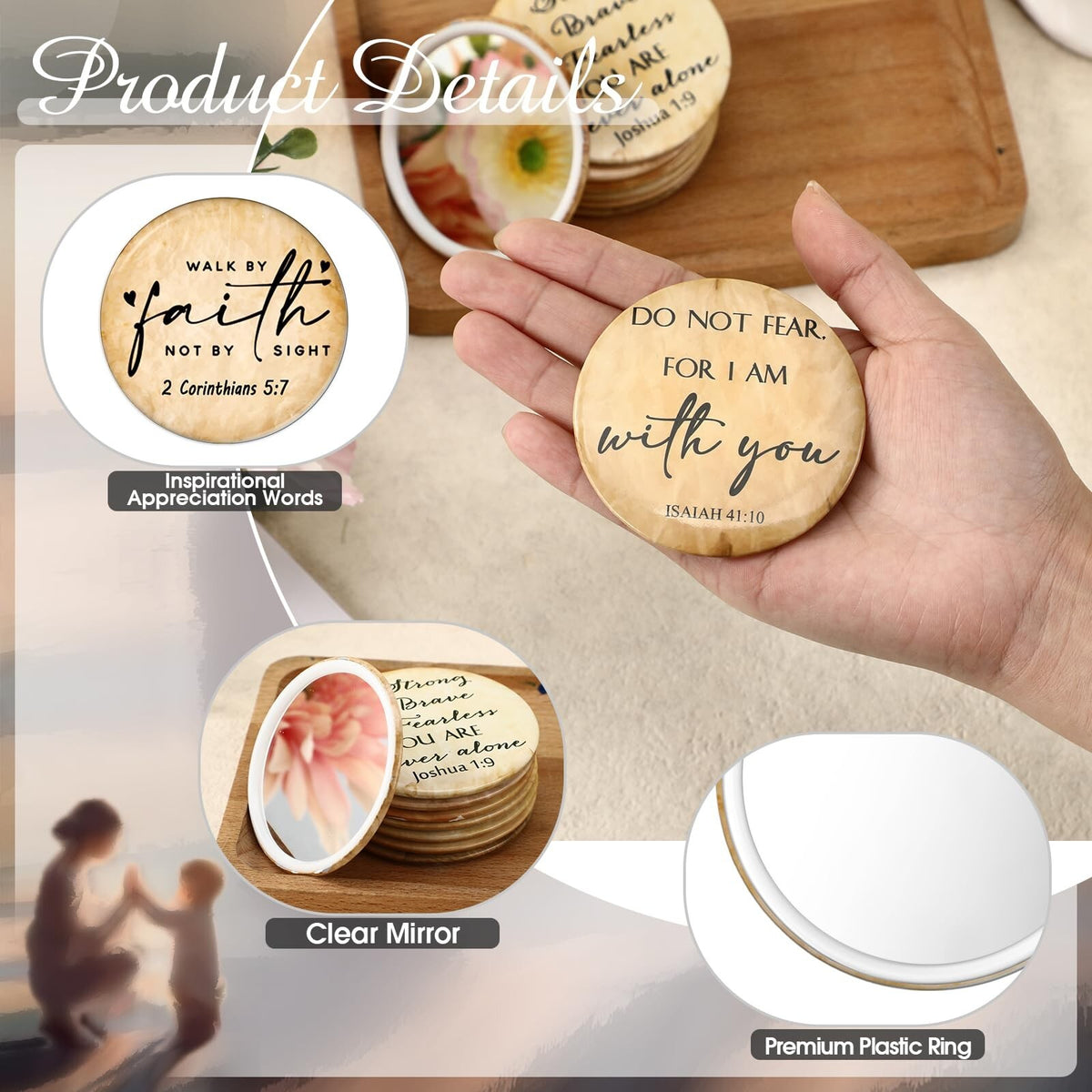 36 Pack Mini Christian Compact Mirrors with Bible Verses - Inspirational Religious Gifts
