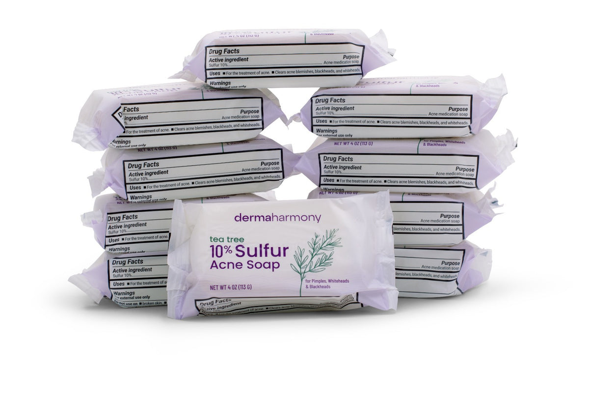 Sulfur Soap with Tea Tree Oil - Acne Face & Body Cleansing Bar 4oz