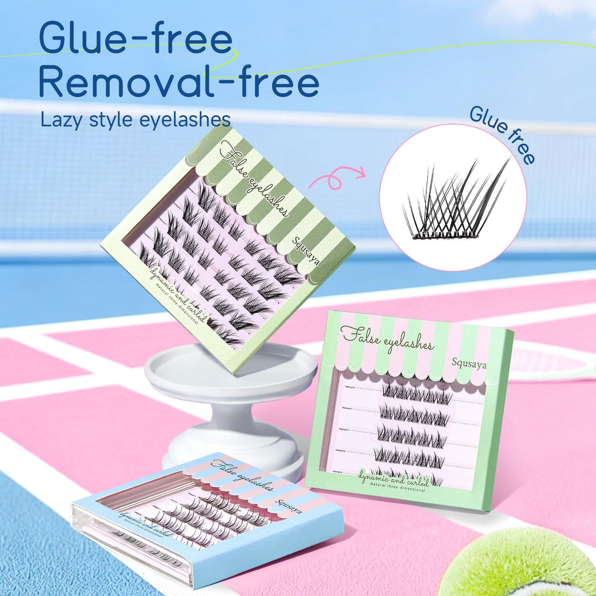 Pre Glued Eyelash Clusters Set U65 - Natural False Lashes for Easy Wear