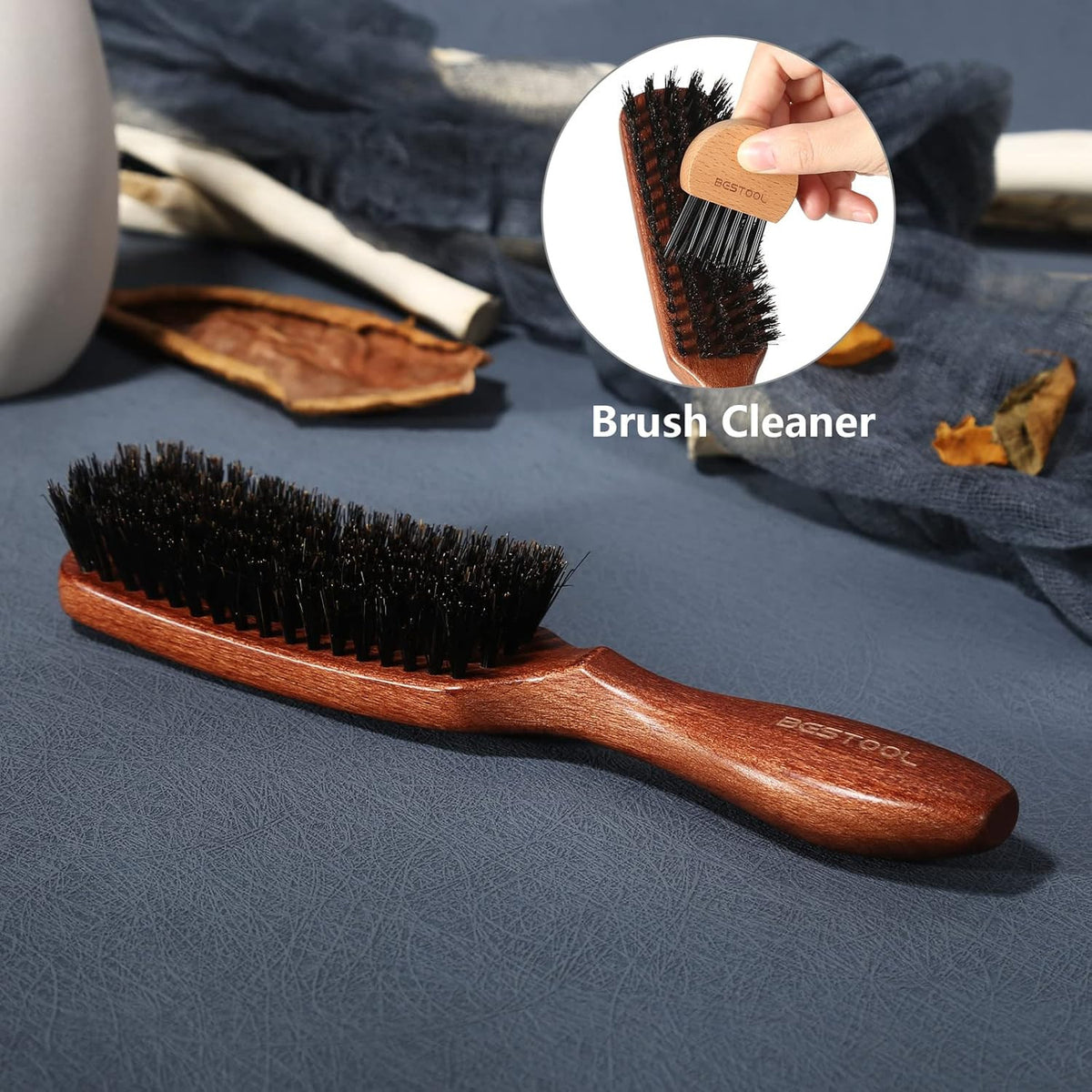 Boar Bristle Hair Brush for Women Men - Detangling & Styling, Scalp Massage