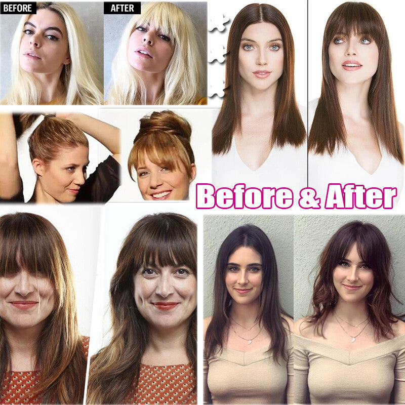 Women Remy Clip-In Hair Extensions Bangs Front Top Piece - Blonde & Dark Colors