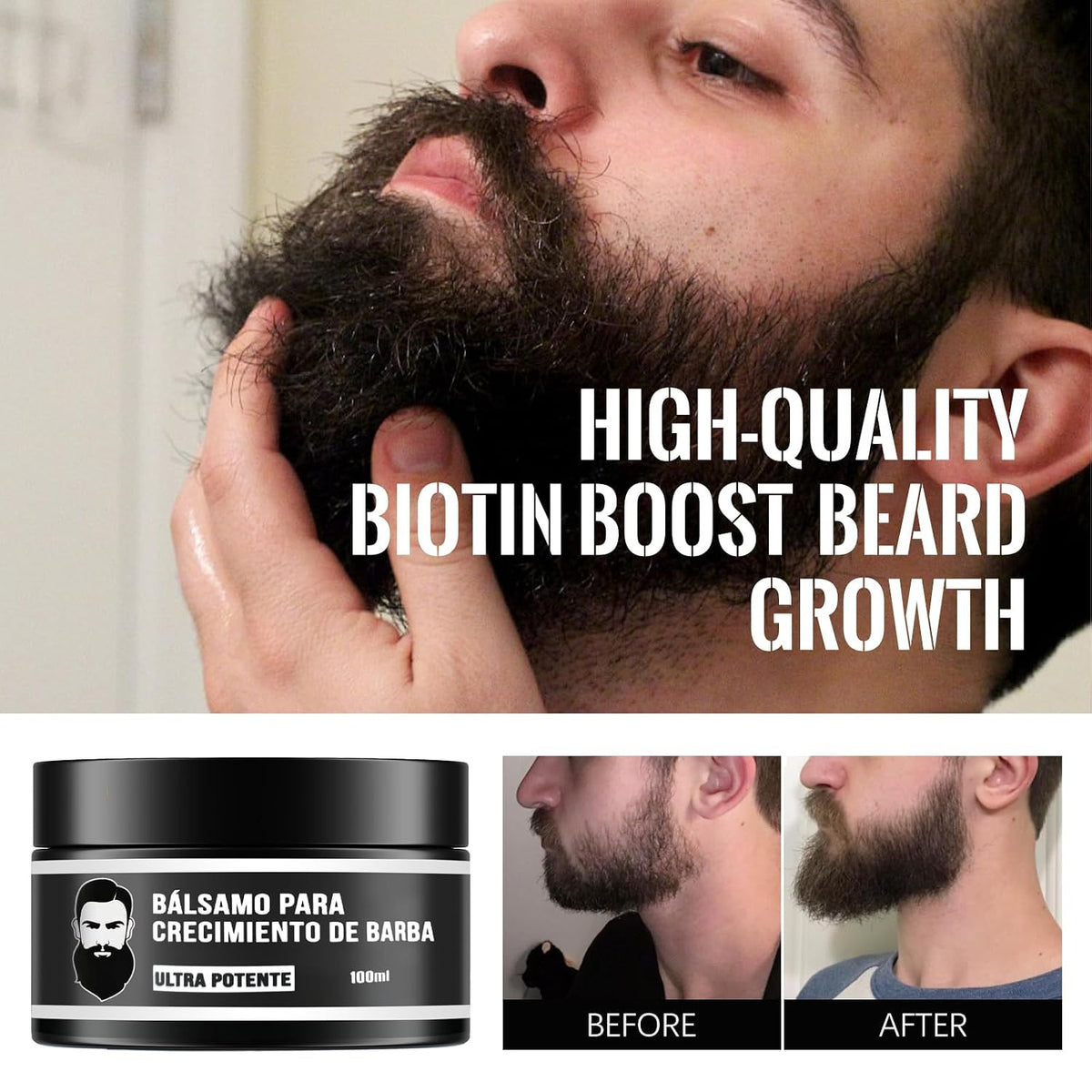 Men's Beard Growth Stimulator - Fuller, Thicker Beard Support