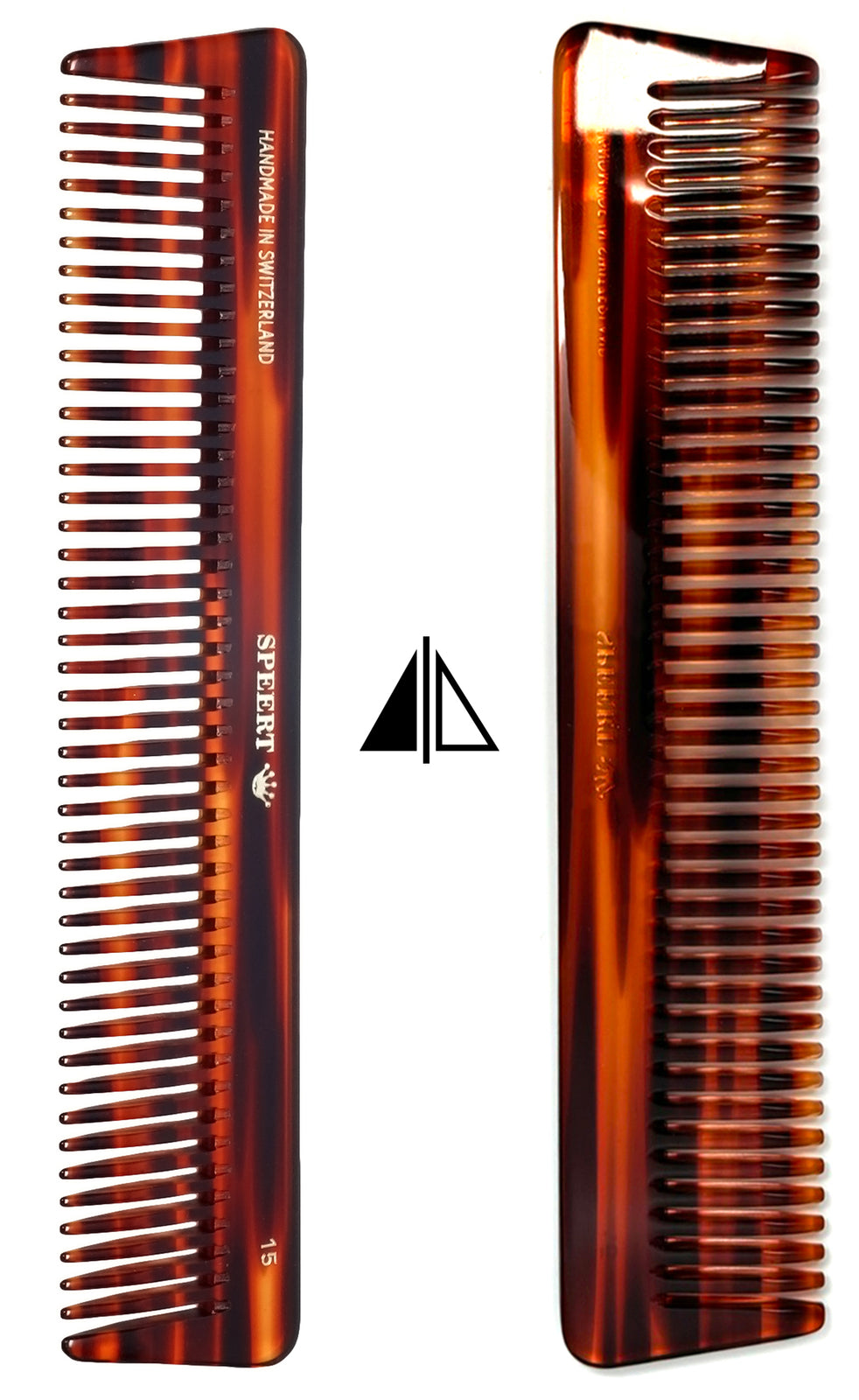 Handmade European Swiss Tortoise Comb - 7 3/8 x 1 9/16 Inch Havana Brown