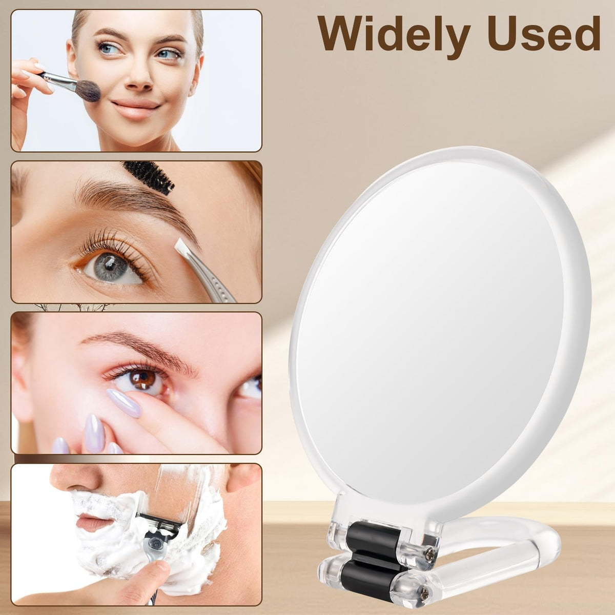 10x Magnifying Handheld Mirror - Foldable Desk/Travel Vanity Mirror