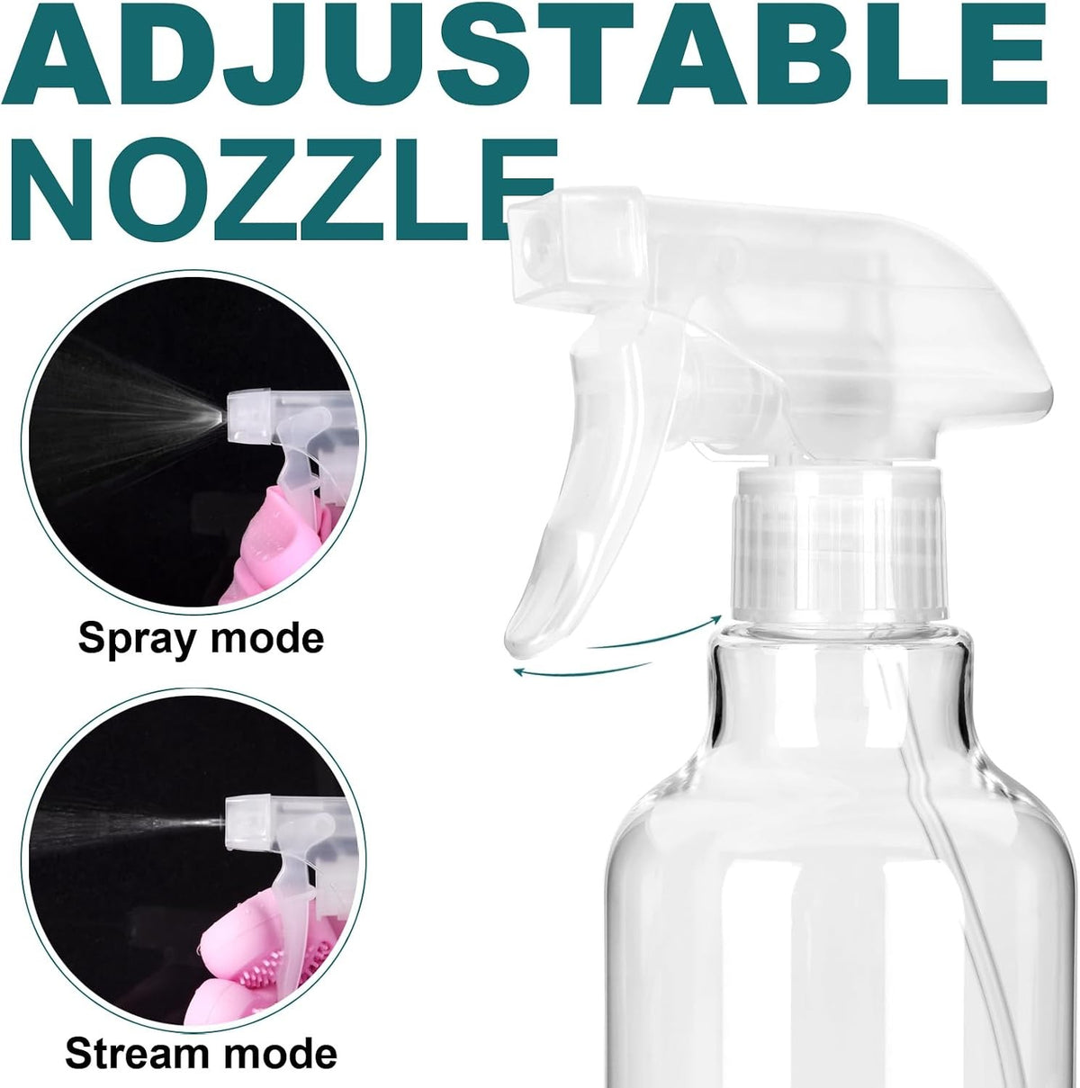 16.9oz Plastic Spray Bottles Set - Adjustable Nozzle for Cleaning & Gardening