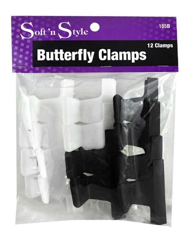 Butterfly Clamps 1-dozen * Small Size: 2" Black & White