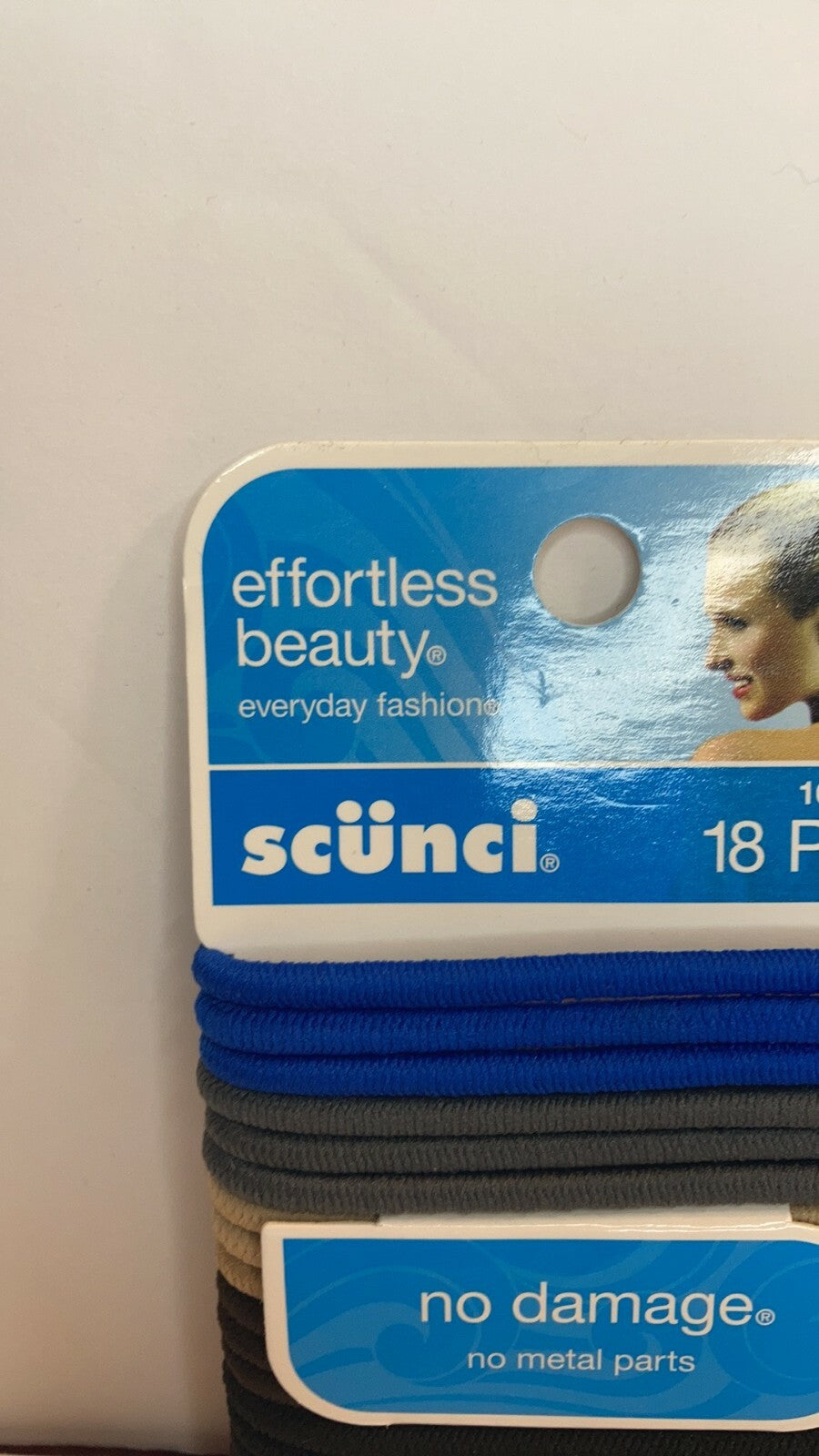 Scunci No Damage Metal Hair Ties Elastics Ponytail Holders Blue Grey