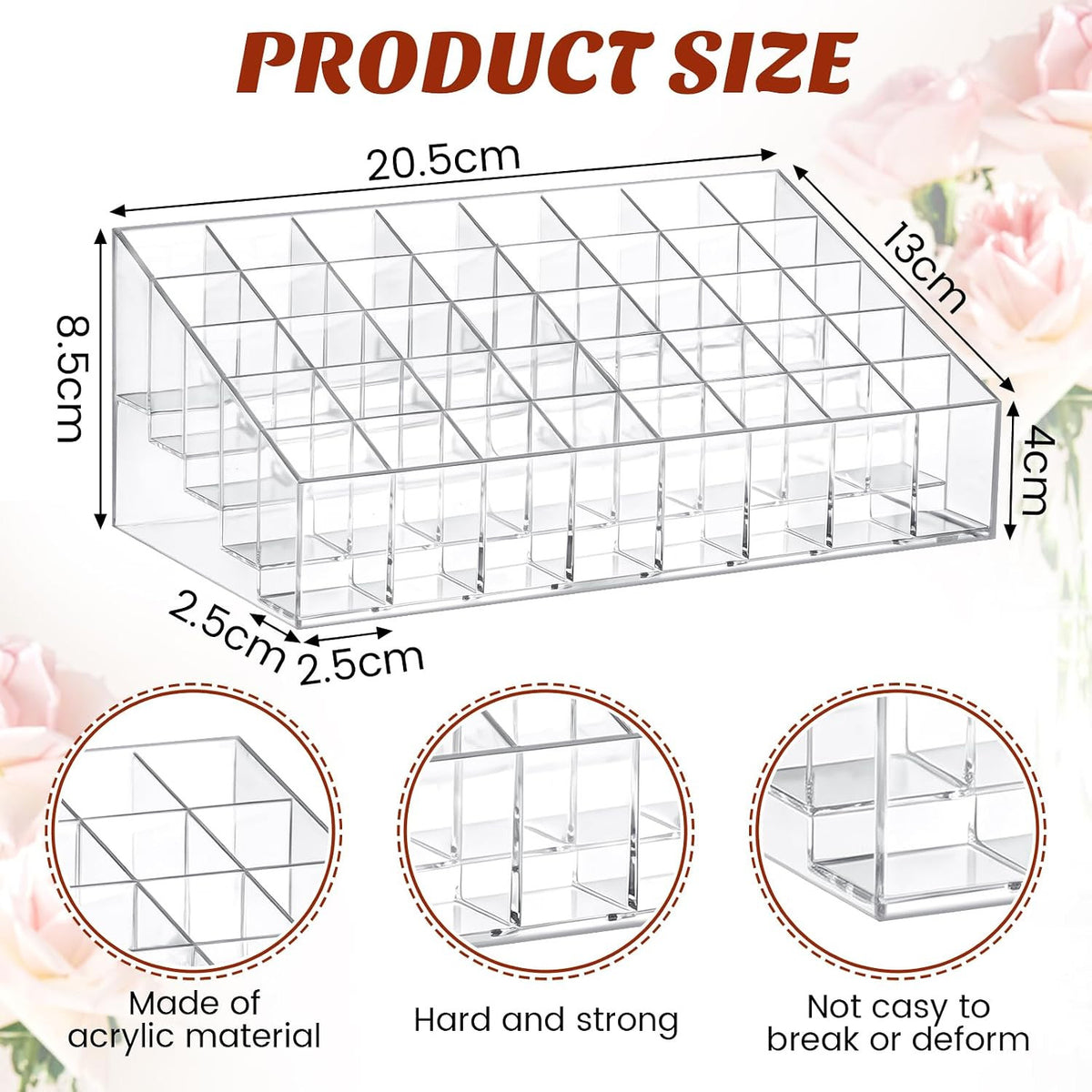 4-Pack Lipstick Organizer with 40 Slots Clear Acrylic Makeup Storage