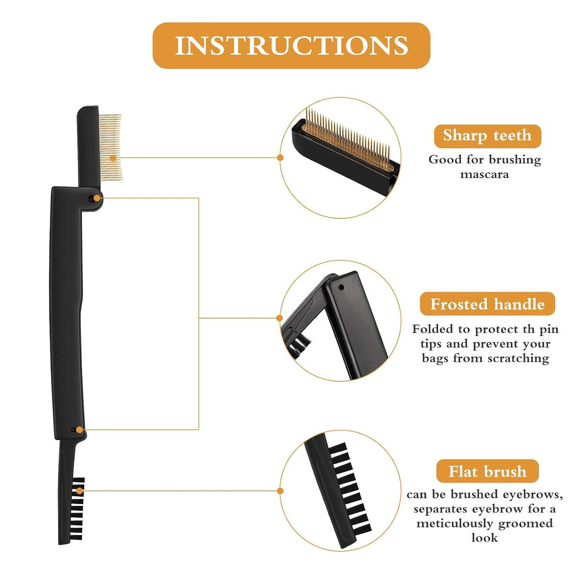2PCS Folding Eyelash Comb & Eyebrow Separator Makeup Tool for Women