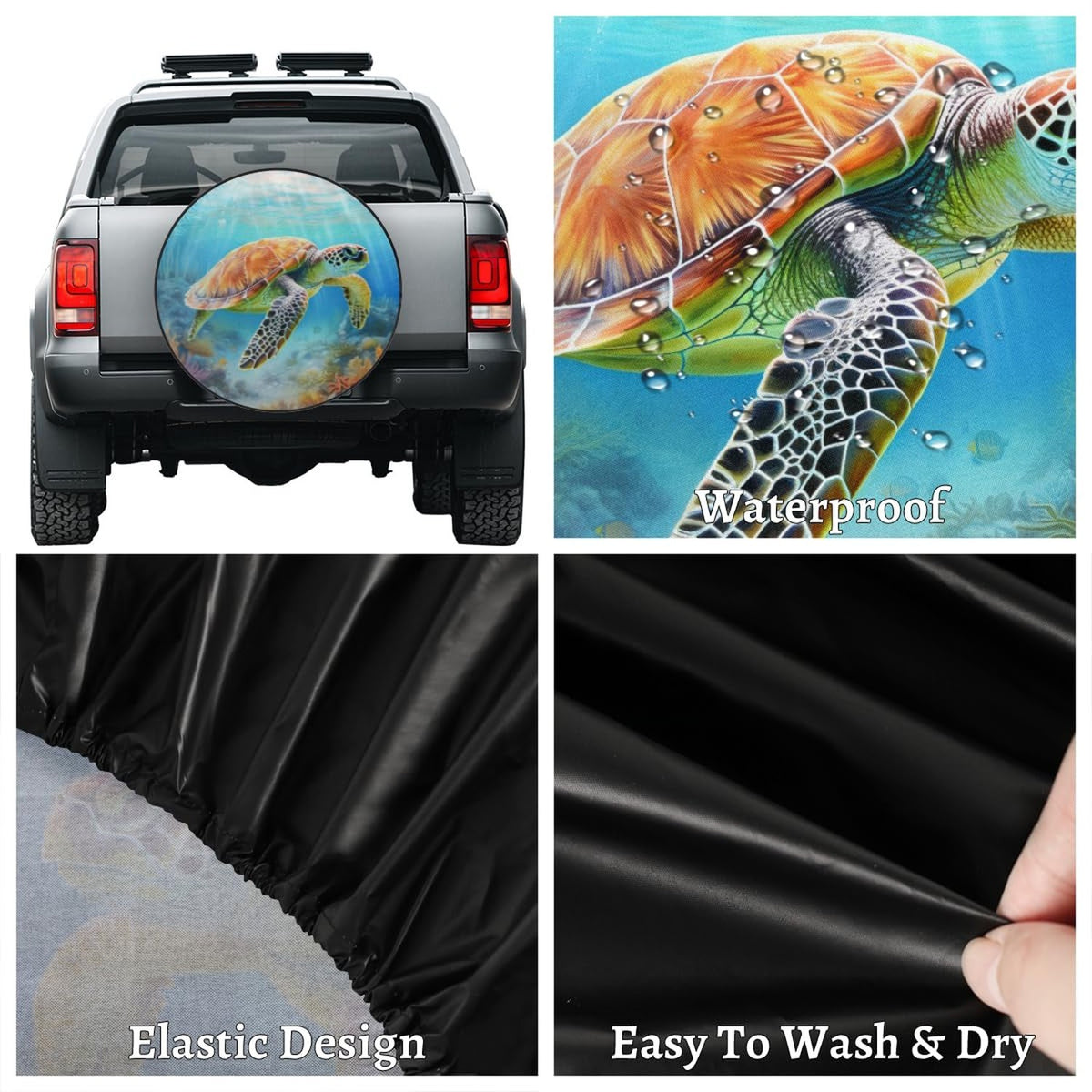 16 Inch Waterproof Tire Cover with Sea Turtle Design for RV SUV Trailer