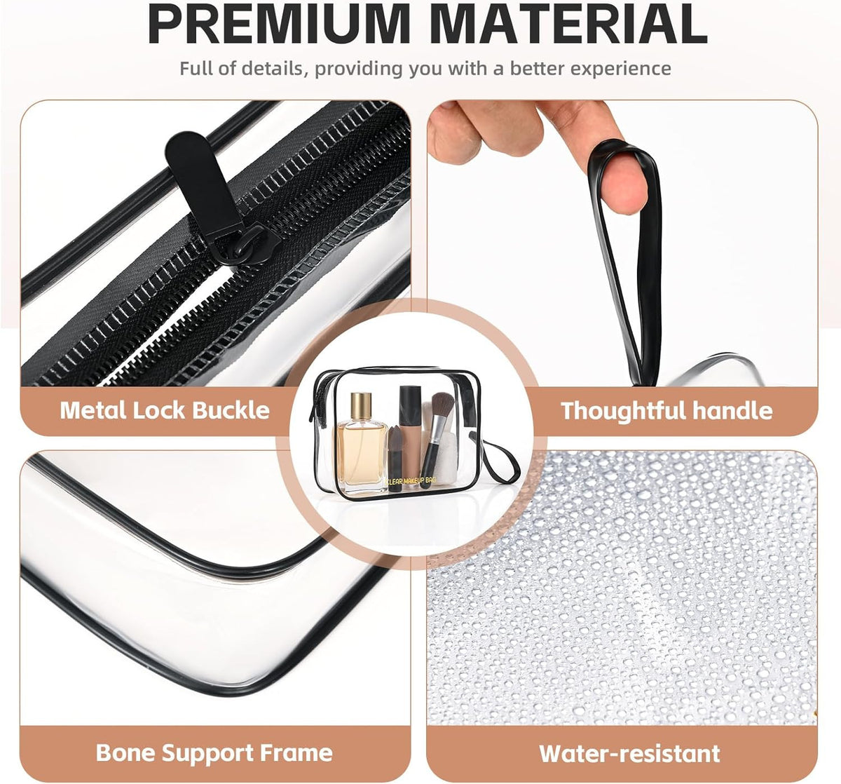 Travel Toiletry Bag Set 2 Pack TSA Approved Hanging Cosmetic Bags - Black