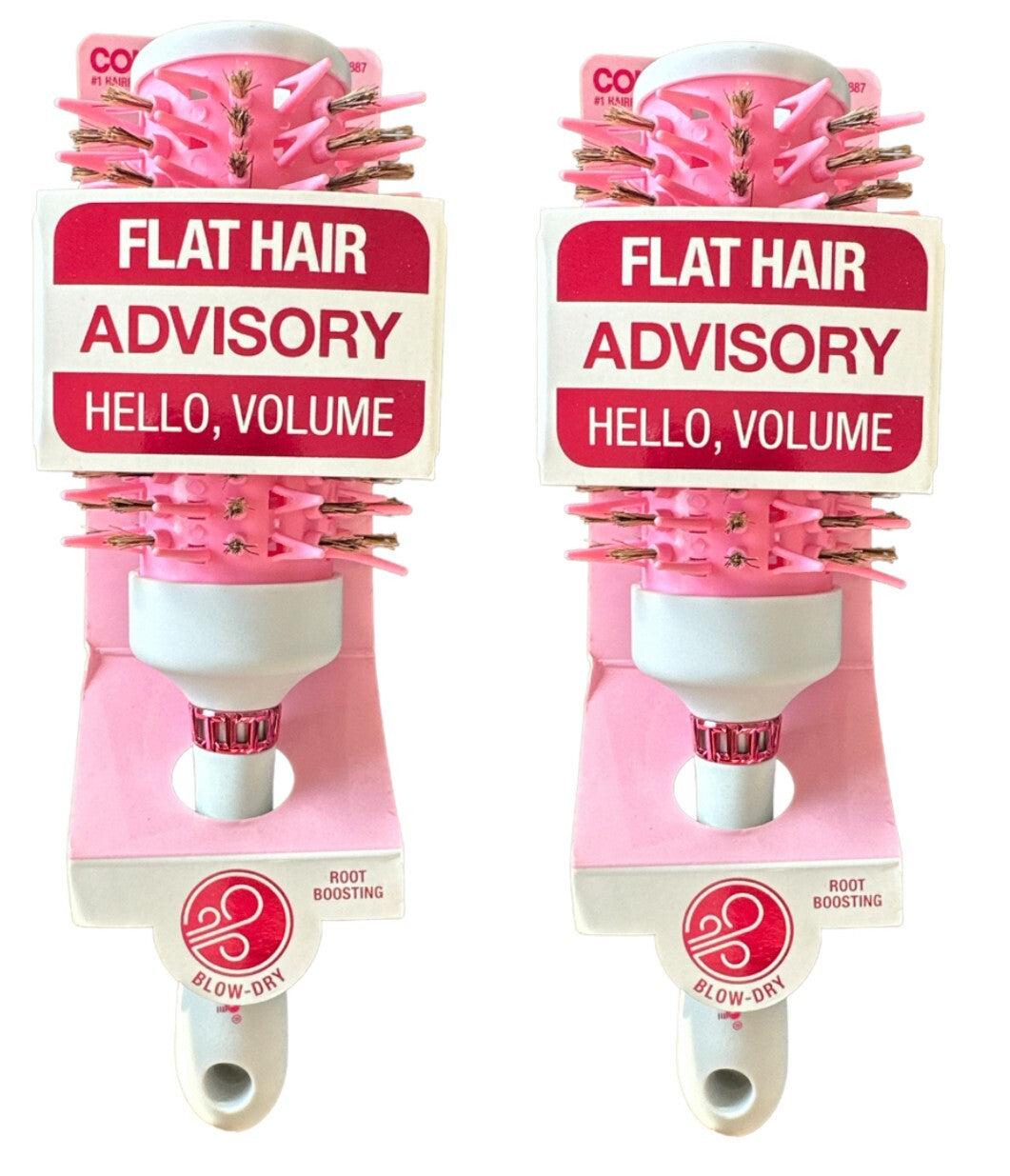 Conair 2-Pack Flat Hair Root Boosting Round Hairbrush for Volume & Styling