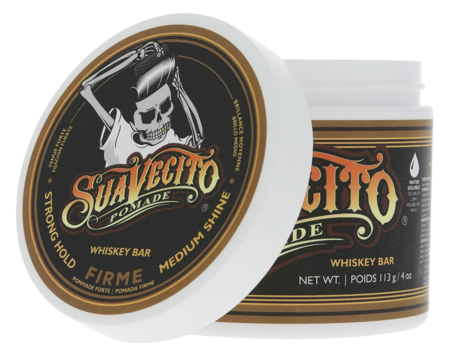 Strong Hold Whiskey Bar Pomade - Water-Based Hair Styling Product 4 oz