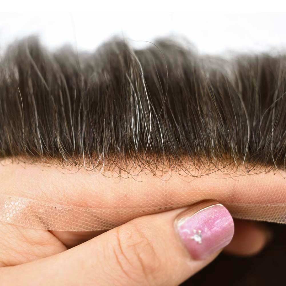 French Lace Front Mens Hair Replacement System Human Hair Toupee