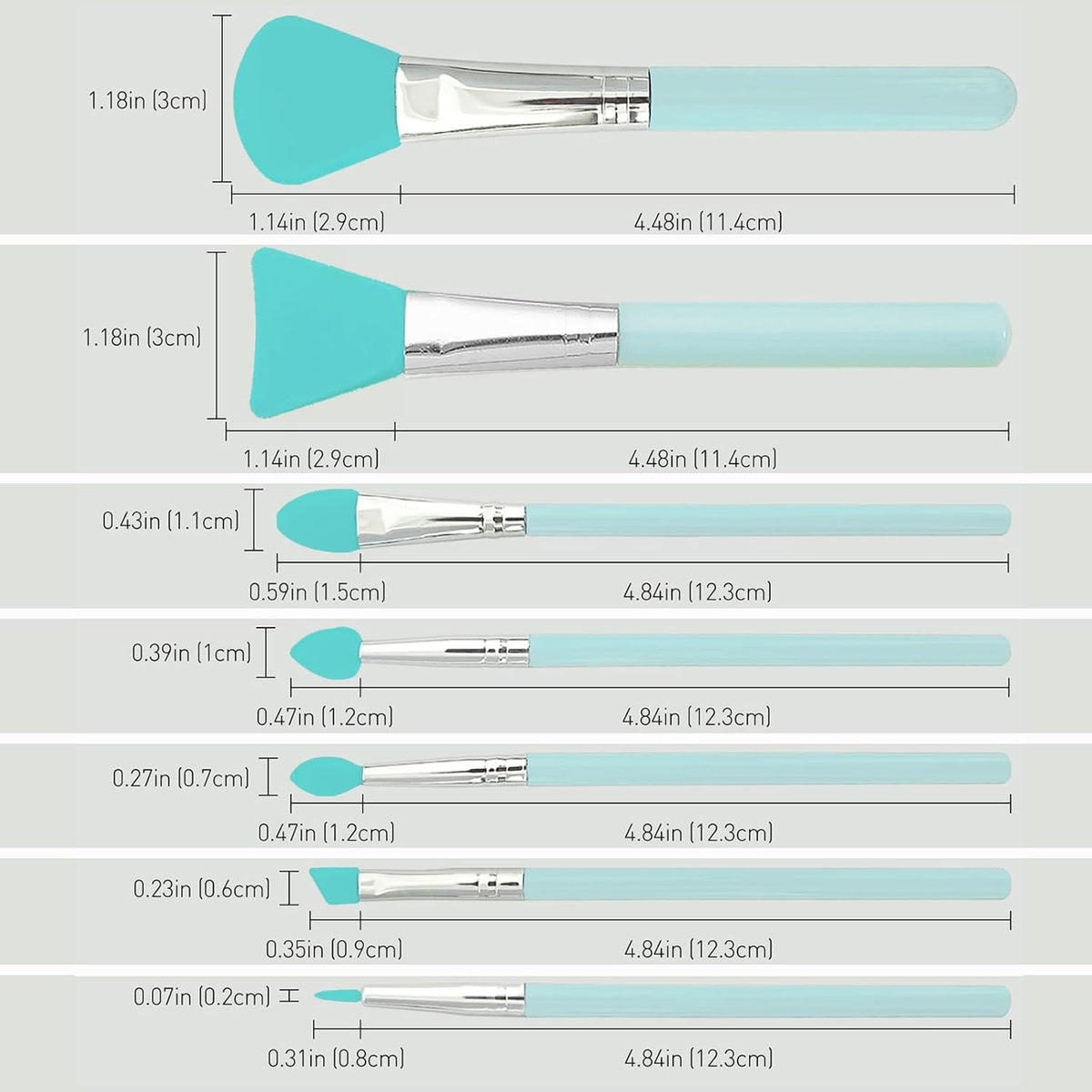 Silicone Makeup Brush Applicator Kit - 7 Pcs for Cream, UV Resin, and Cosmetics