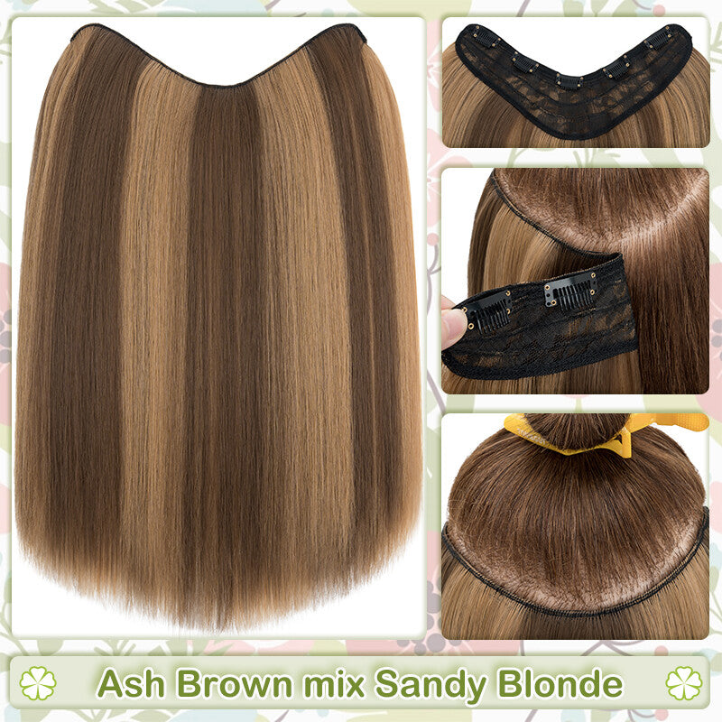 One Piece Clip-In Hair Extensions 3/4 Full Head V-Shaped Hairpiece Multiple Colors & Lengths