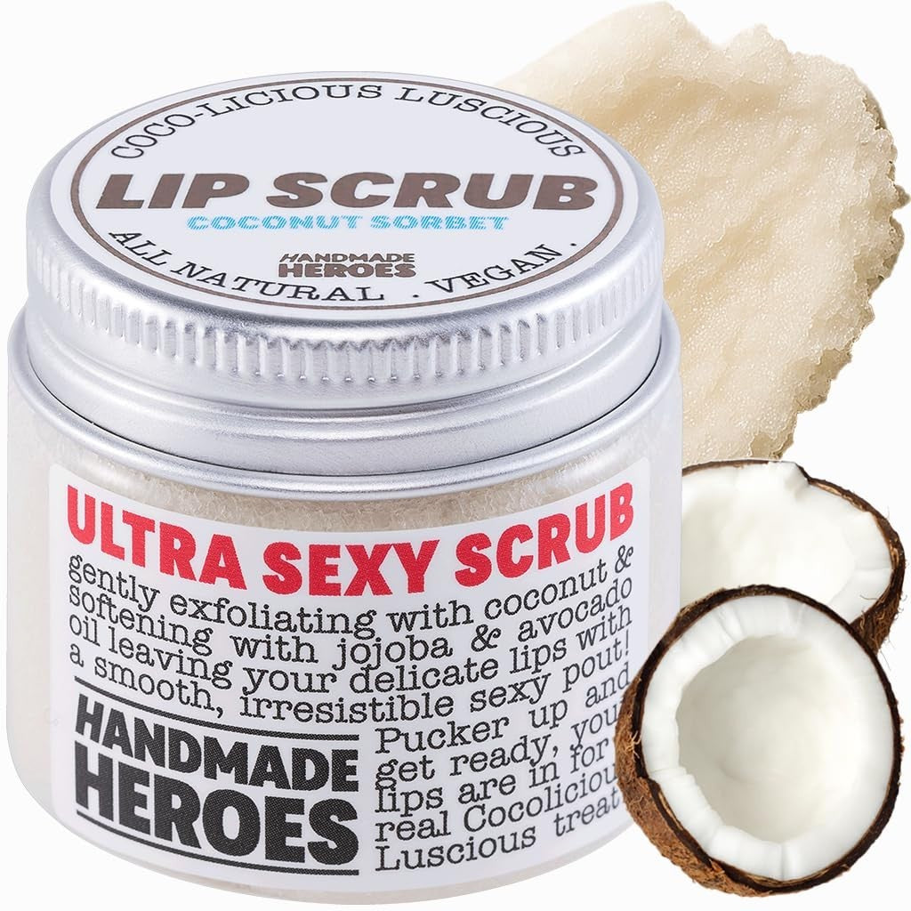 Natural Coconut Sorbet Lip Scrub - Exfoliator for Soft, Smooth Lips 1oz