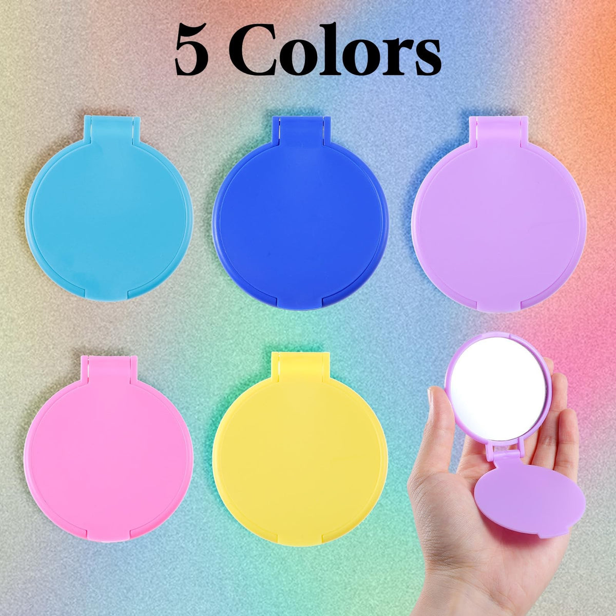50 Pieces Compact Round Makeup Mirrors Bulk Travel Folding Pocket Handheld