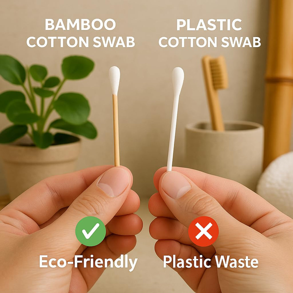 Eco-Friendly Cotton Swabs with Organic Bamboo Sticks - 300 Count