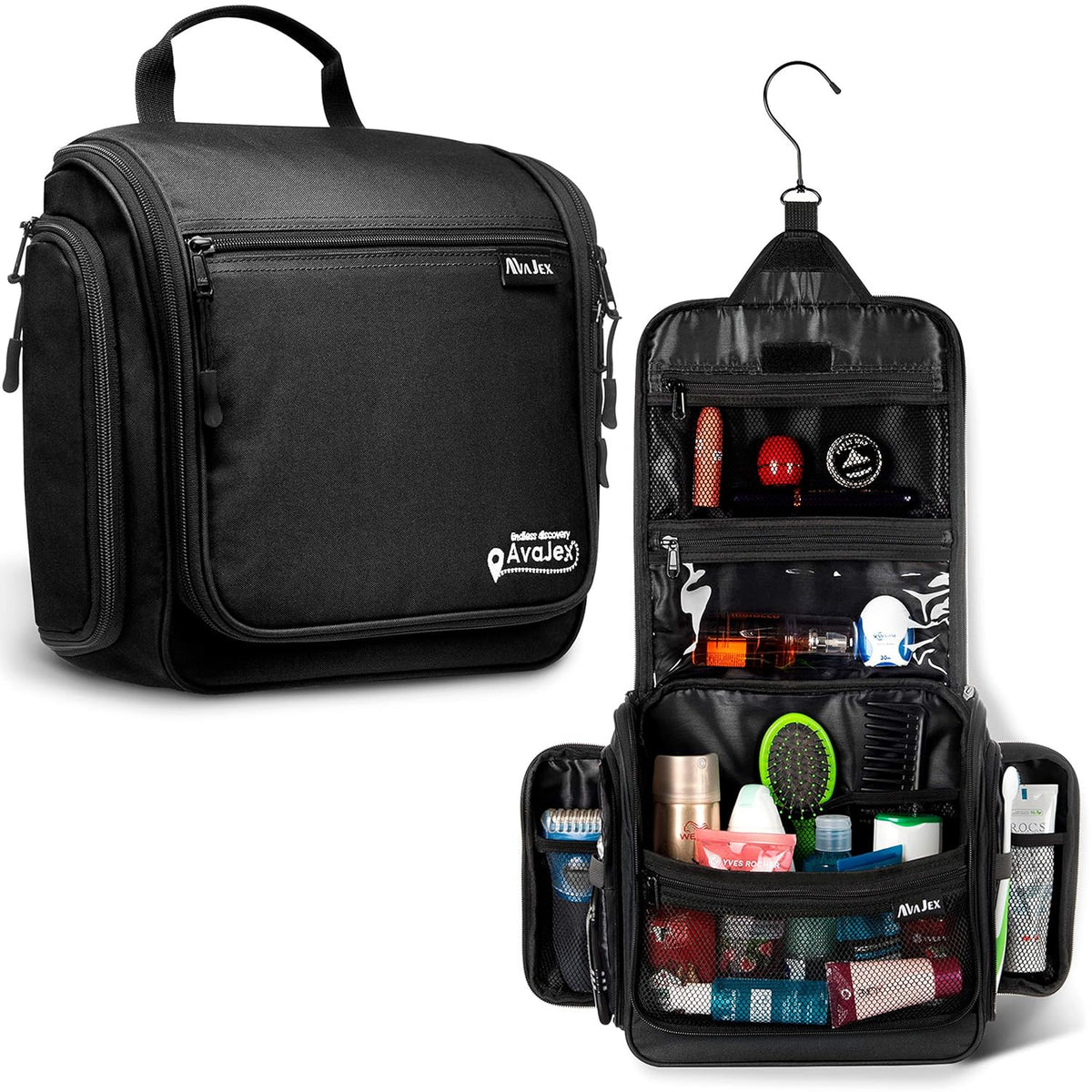 Large Waterproof Travel Toiletry Bag with 19 Compartments for Men & Women