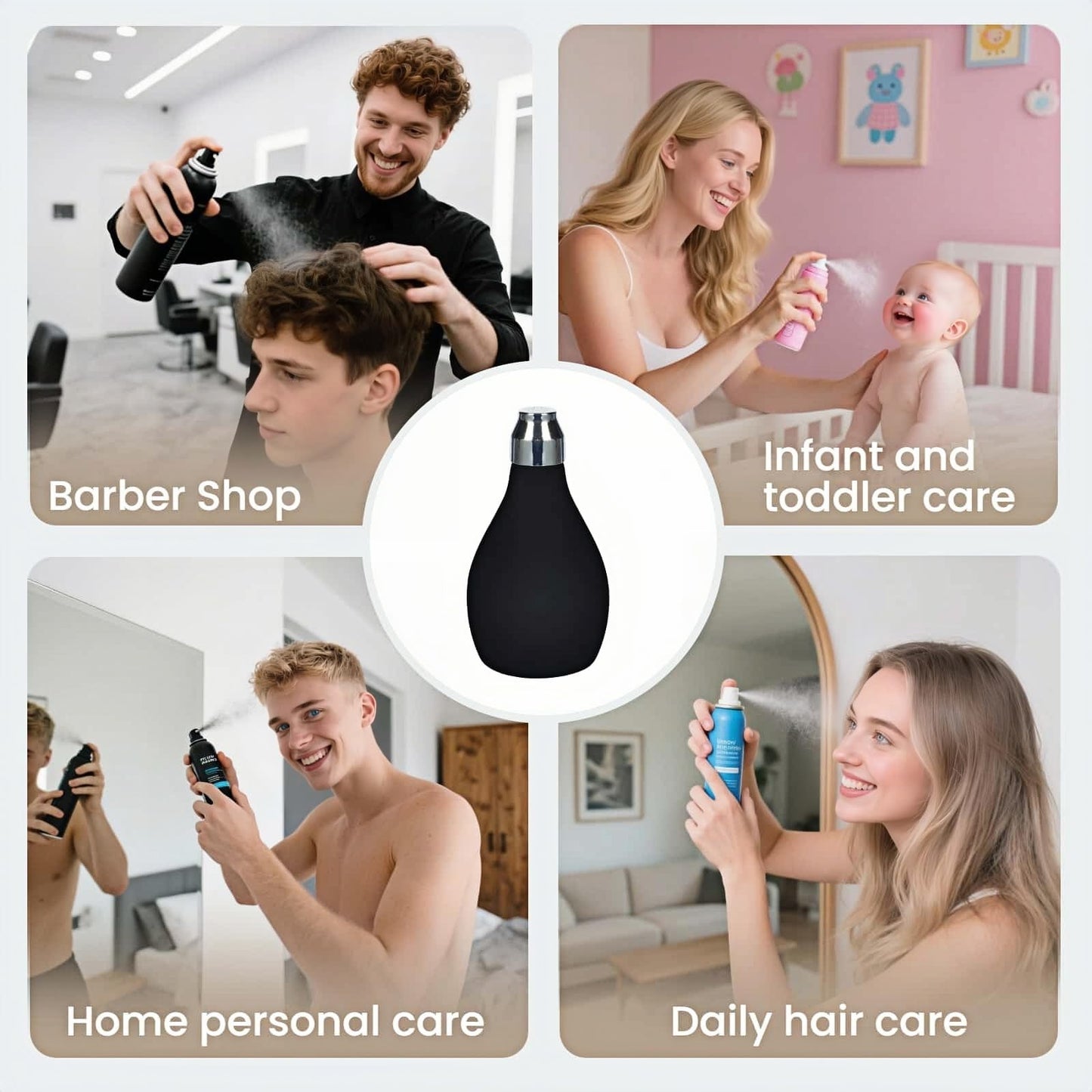 Refillable Hair Powder Spray Bottle 3.38oz Travel Size Black
