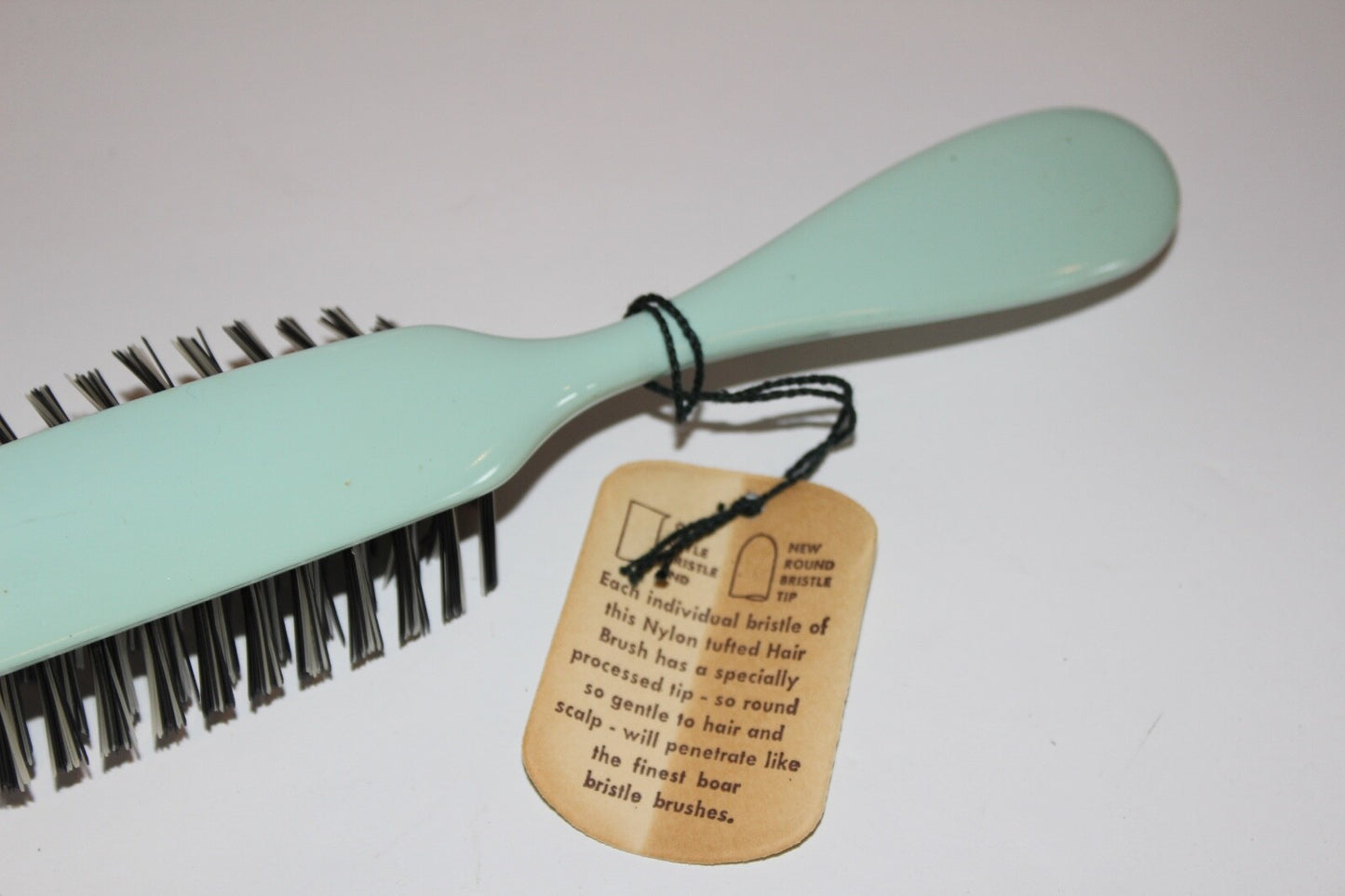 Vintage Blue Round Bristle Hair Brush with Dupont Nylon Tips - 7.5 Inch