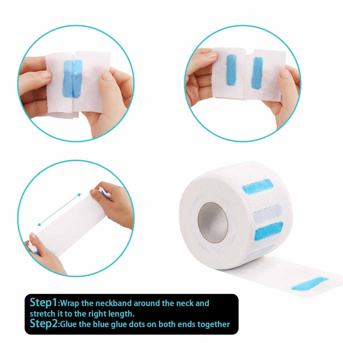 Disposable Barber Neck Strips, 500 Count (5 Rolls) White