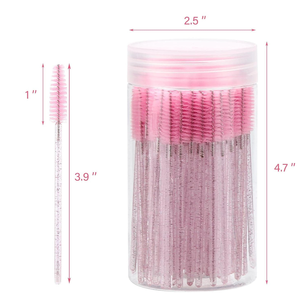 Disposable Mascara Wands & Eyelash Brush Set - 100 Pieces with Reusable Container