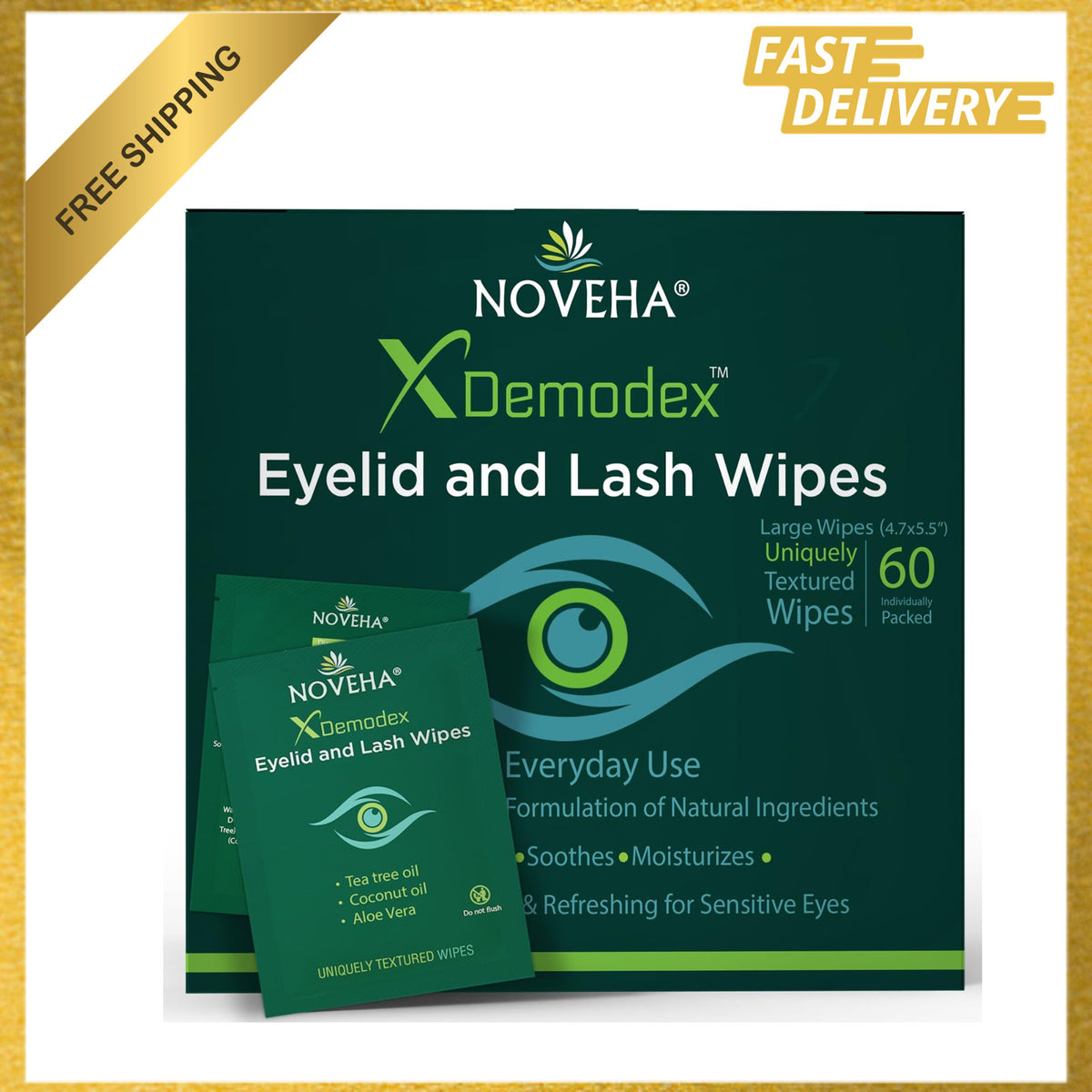 Demodex Eyelid and Lash Wipes - Box of 60 Individually Wrapped Extra Strength