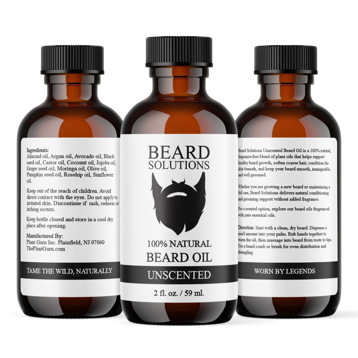 Natural Beard Oil for Hair Growth & Grooming - Unscented, 1oz+