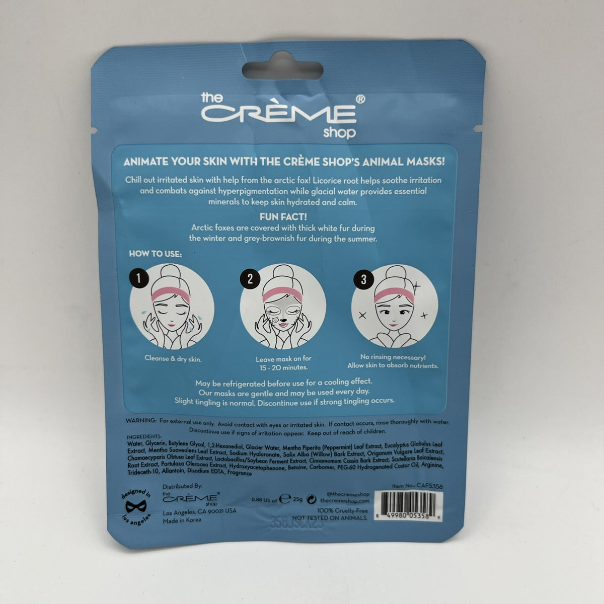 Arctic Fox Face Mask Sheet 2-Pack
