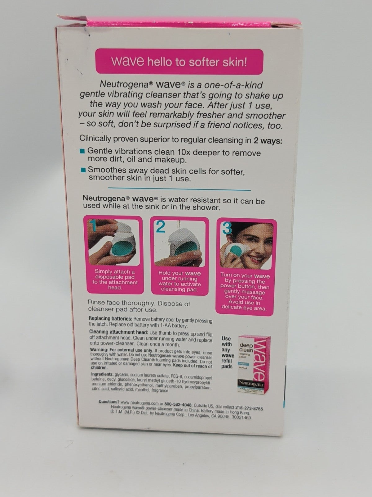 Neutrogena Vibrating Power Facial Cleanser with 14 Pads - Battery Operated