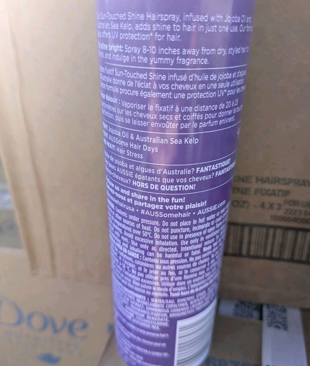 Aussie Sun Touched Shine Hair Spray Max Hold 2 Pack - Jojoba & Sea Kelp, 10 oz