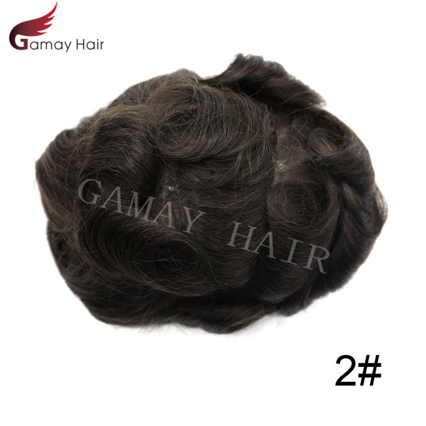 Full Poly Thin Skin Human Hair Toupee for Men - Durable, Invisible, Customizable