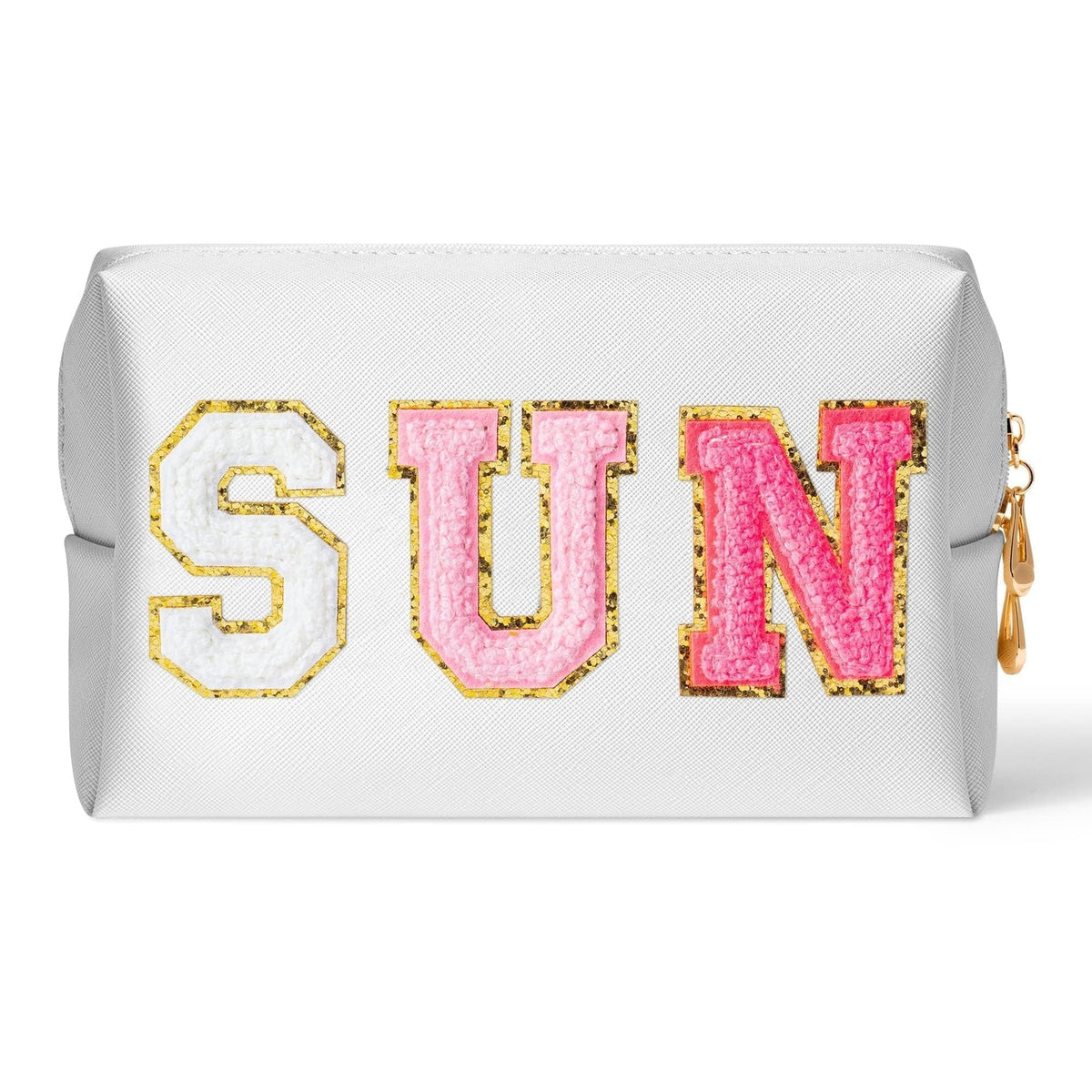 Waterproof Cosmetic Bag for Travel & Makeup Storage - PU Leather, Sun Design
