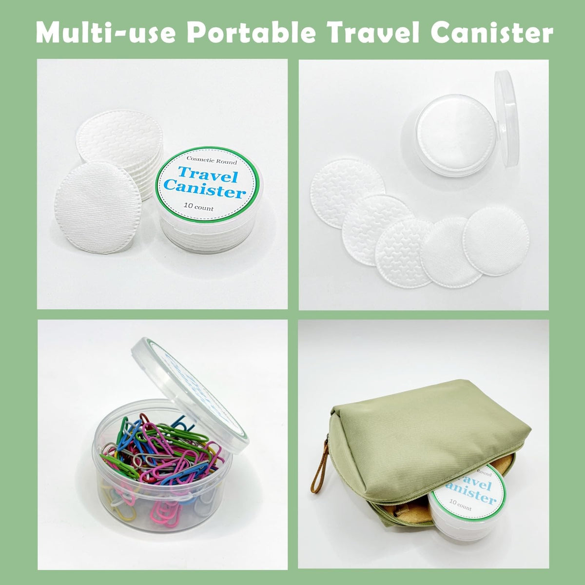 Cotton Rounds Pack of 300 with Travel Canister - Ultra Soft & Absorbent