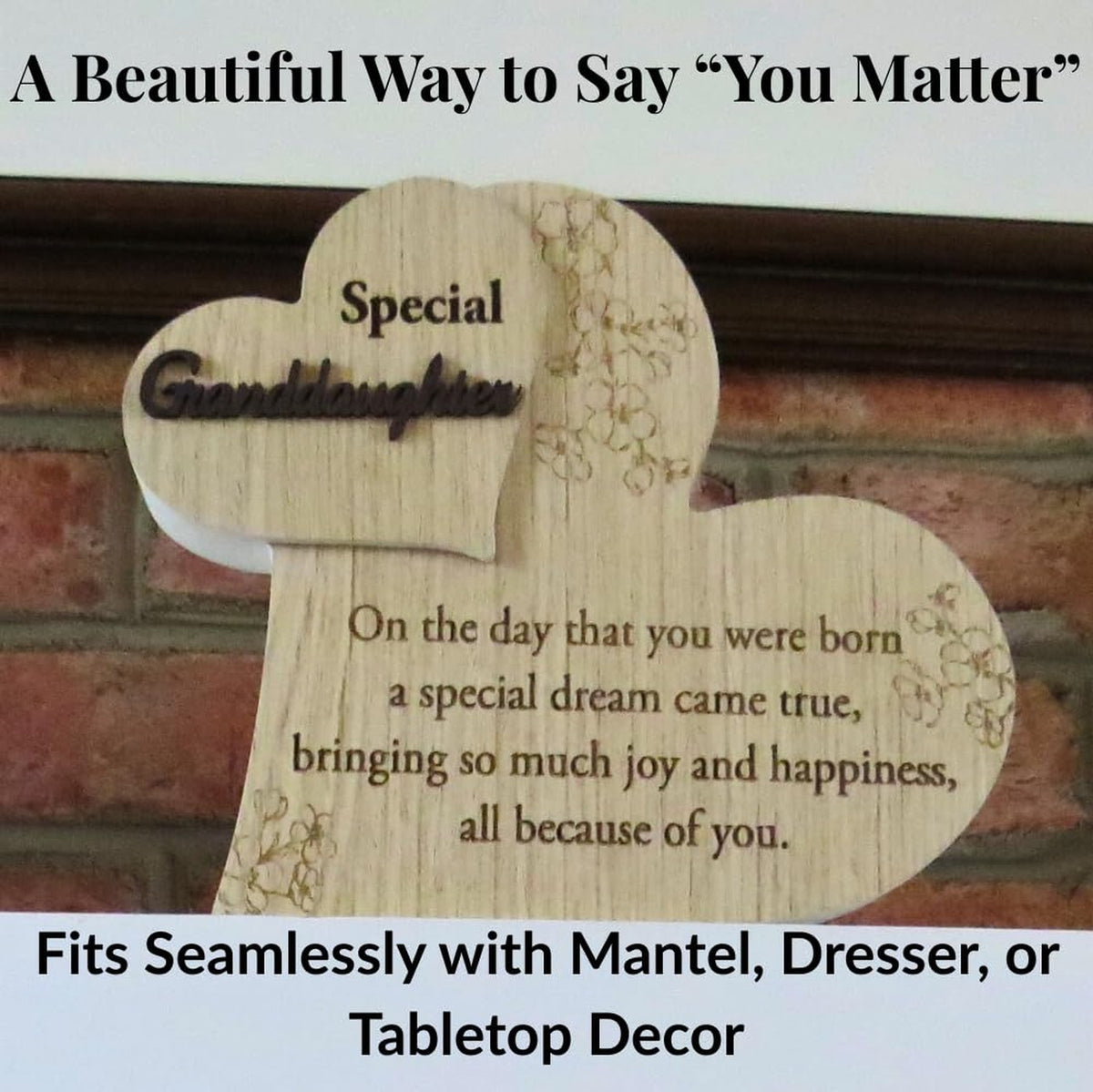 Graduation Gift for Granddaughter Wooden Heart Wall Decor - Inspirational Keepsake