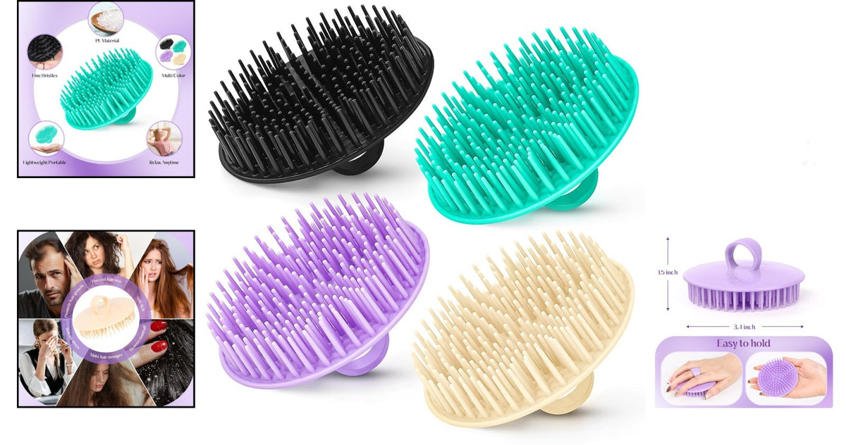 Scalp Exfoliating Brush Set for Hair Health & Dandruff Relief - 4 Colors