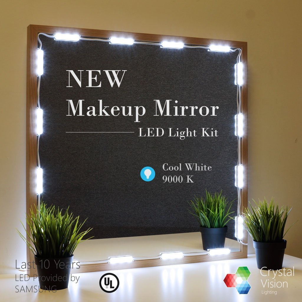 Hollywood Style LED Makeup Mirror Light Kit - Slim Cool White 12ft