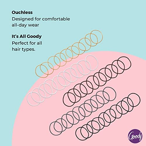 Goody Ouchless Hair Elastics Fine 50 Count NEUTRALS ASSORTED COLORS 1
