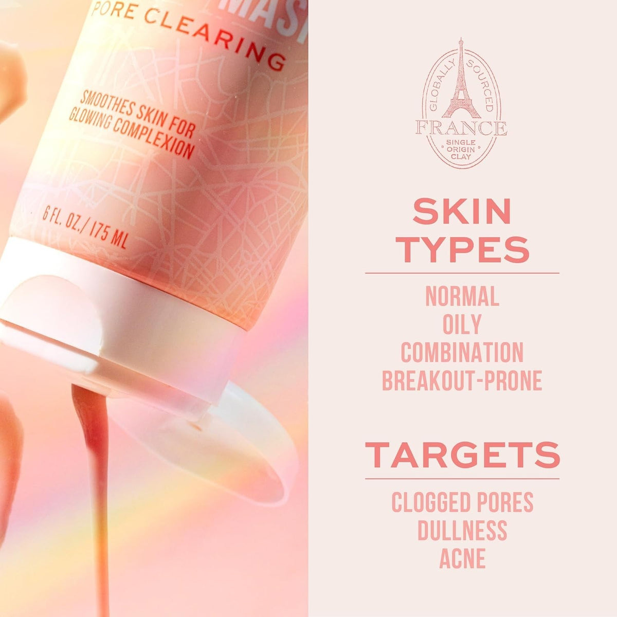 Pink Clay Facial Mask for Pore Cleansing & Detox - 175ml