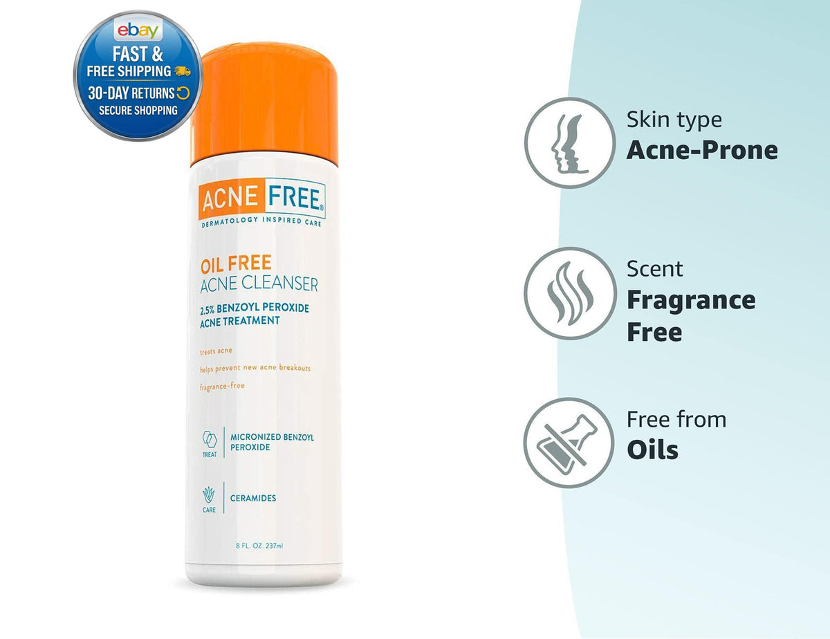 Oil-Free Acne Cleanser with Benzoyl Peroxide & Glycolic Acid - 8 Fl Oz