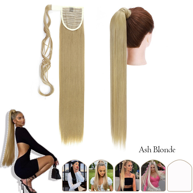 Mega Thick Wrap-On Ponytail Extensions - Natural Human Hair, Curly Wavy Straight