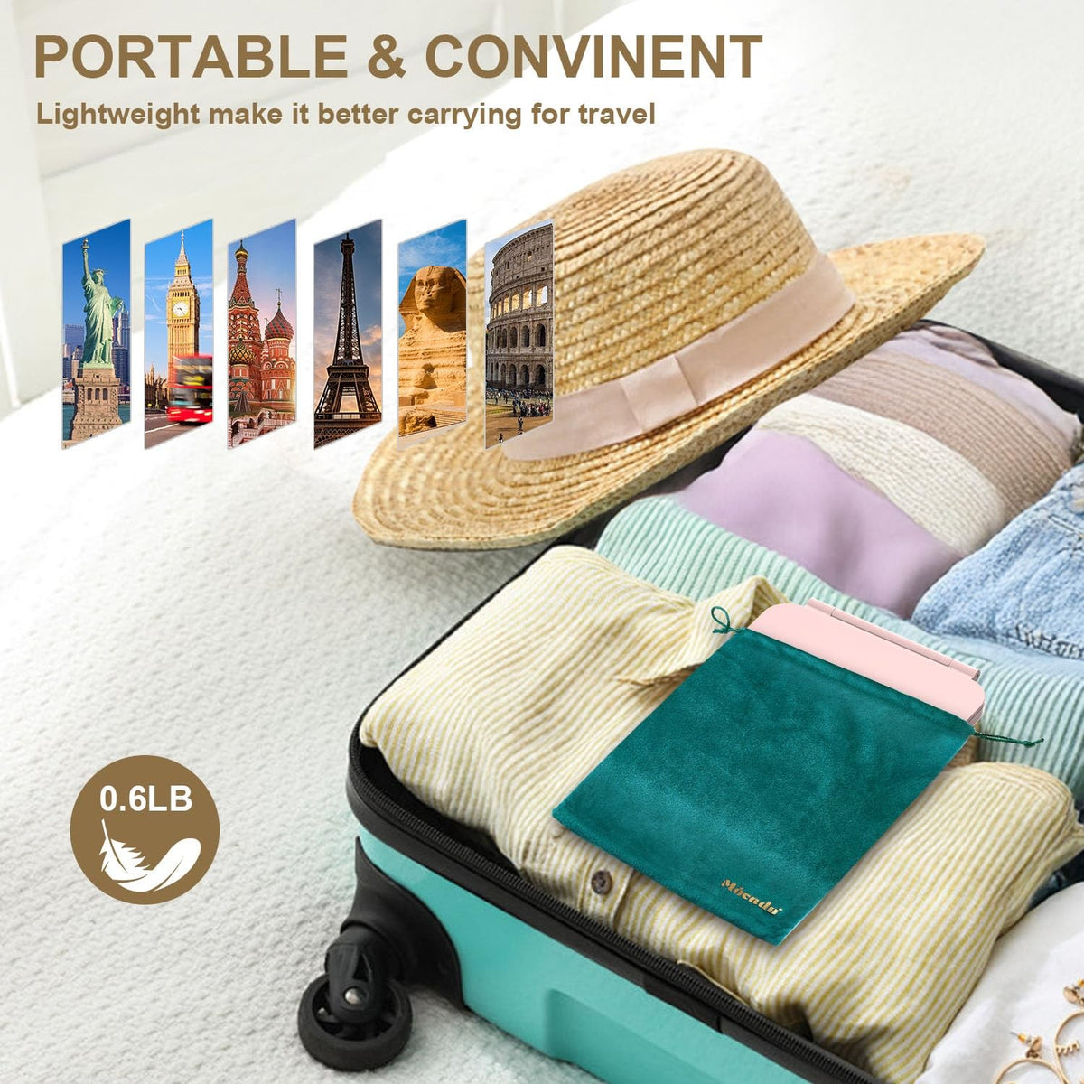 LED Foldable Travel Makeup Mirror - 5x6 Inch Touch Screen with 3 Light Modes
